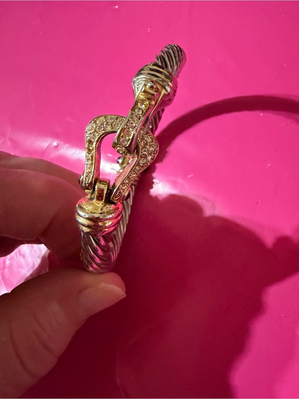 VTG Twisted Cable Renaissance Revival CZ's & Buckle Design Bracelet Bangle - Picture 7 of 7